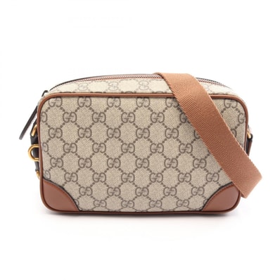 グッチ GUCCI GGエンブレム ショルダーバッグ バッグ PVCコーティングキャンバス レザー レディース ベージュ系 / ブラウン系 821216 【中古】
