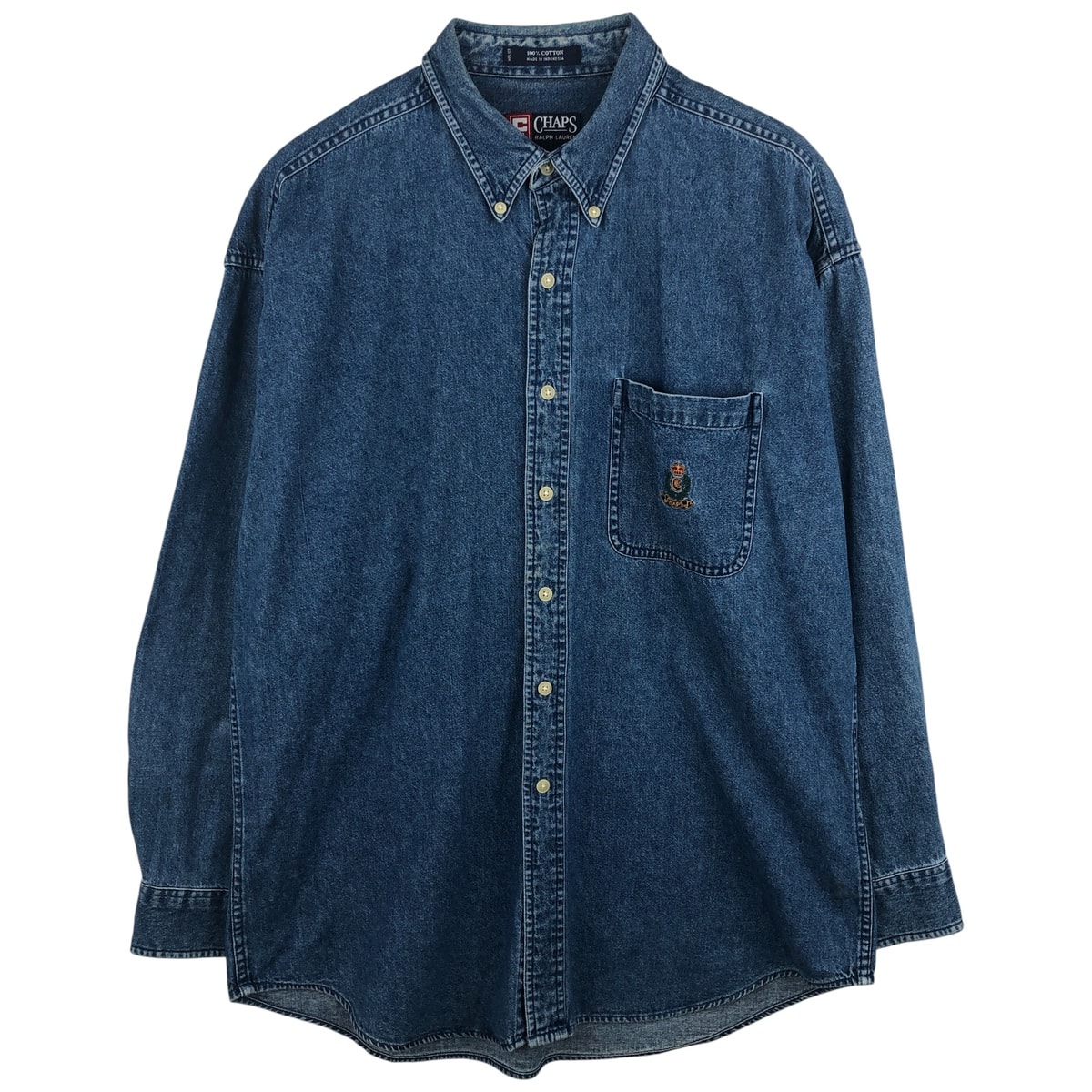 古着 ラルフローレン Ralph Lauren CHAPS チャップス 長袖 ボタンダウンデニムシャツ メンズL相当/eaa611309