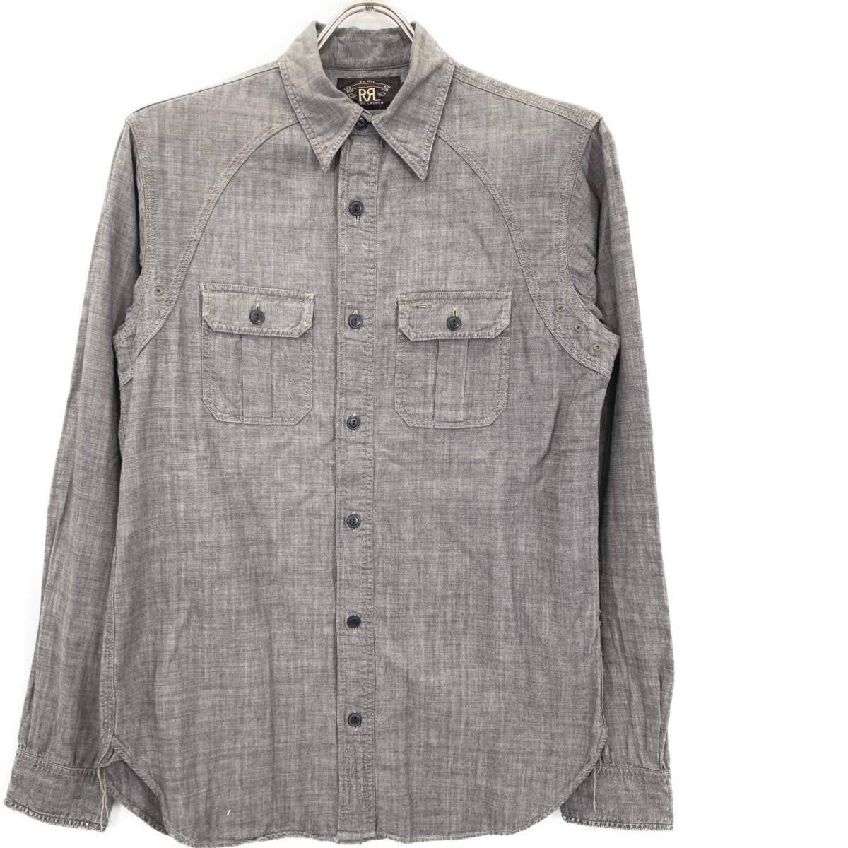 ダブルアールエル ｸﾞﾚｰ系 ｺｯﾄﾝ100% ﾜｰｸｼｬﾂ XS