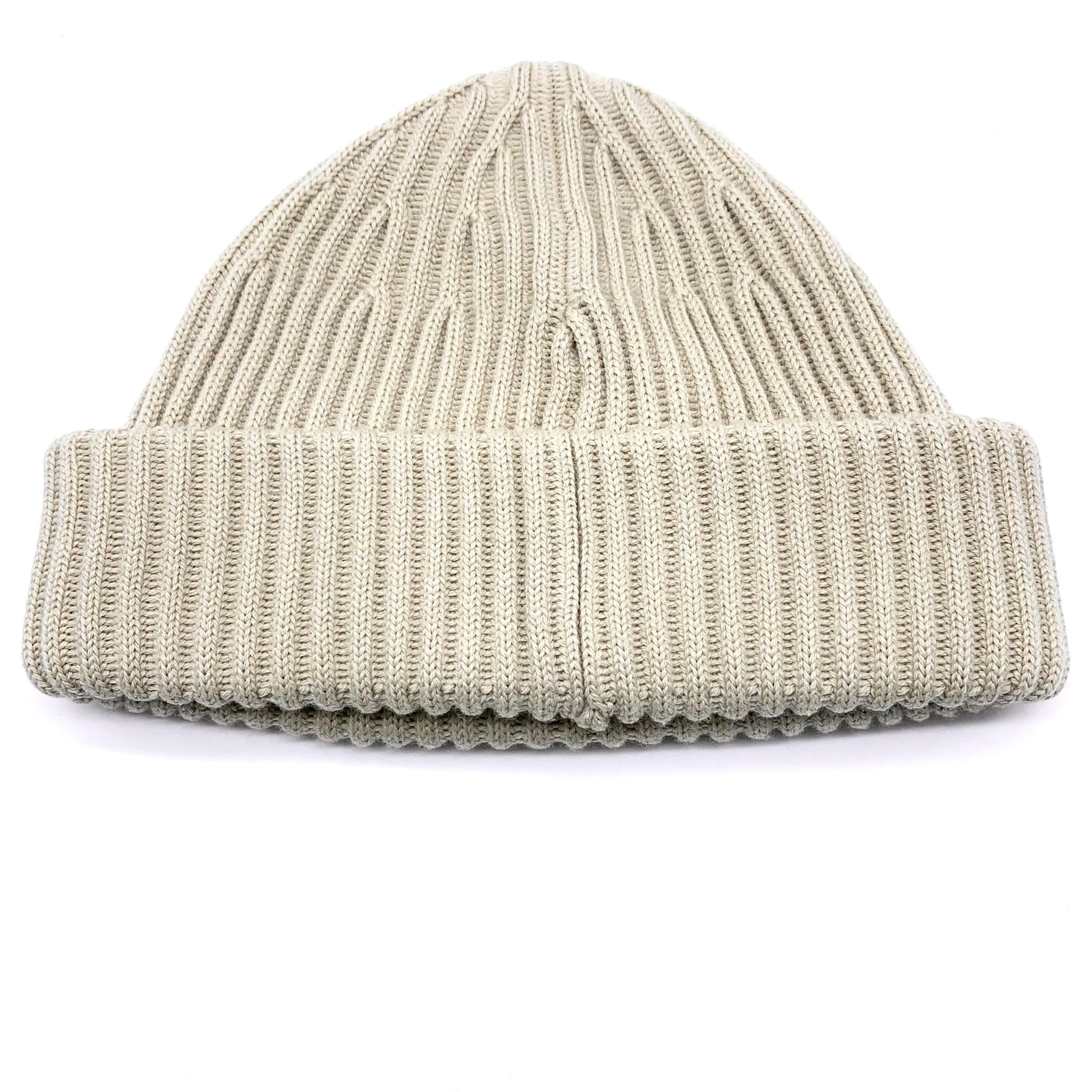 STONE ISLAND Thick Ribbed Wool Beanie Hat Beige