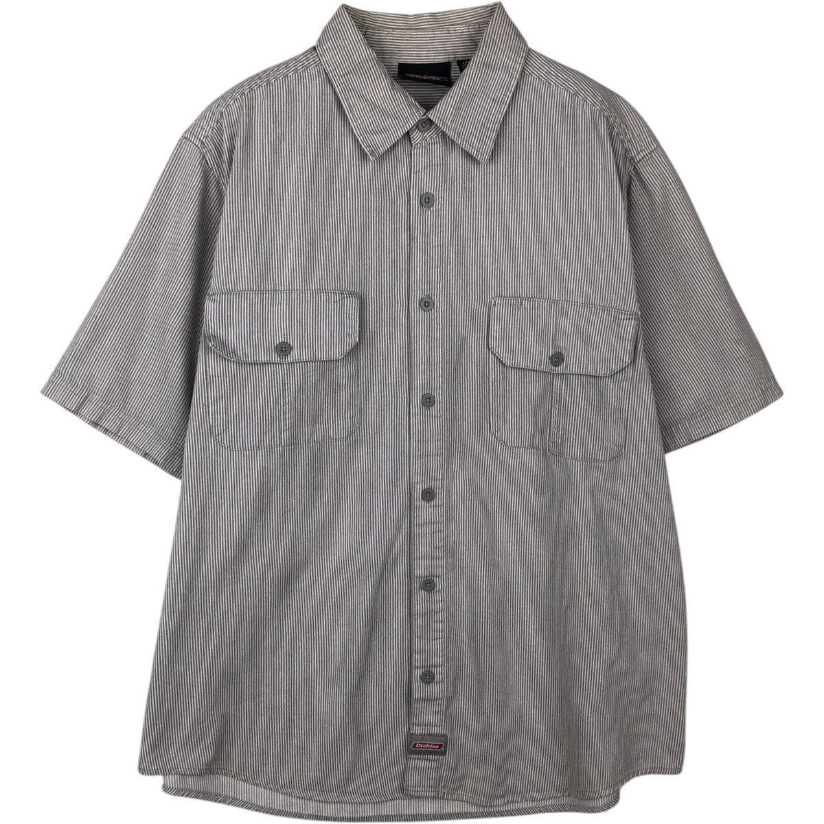 古着 ディッキーズ Dickies ストライプ柄 半袖 ワークシャツ メンズXXL相当/eaa647747