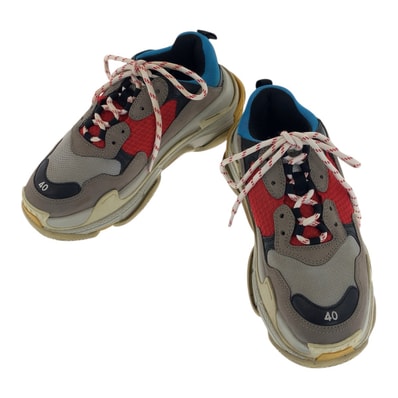 BALENCIAGA バレンシアガ TRIPLE S サイズ40 グレー マルチカラー キャンバス レザー/ スニーカー 505656 【中古】