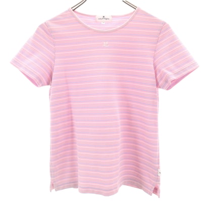 courreges クレージュ ボーダー柄 半袖 Tシャツ 38 ピンク