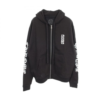 クロムハーツ CHROME HEARTS バーティカルロゴ パーカー 衣料品 トップス コットン メンズ ブラック系 【中古】