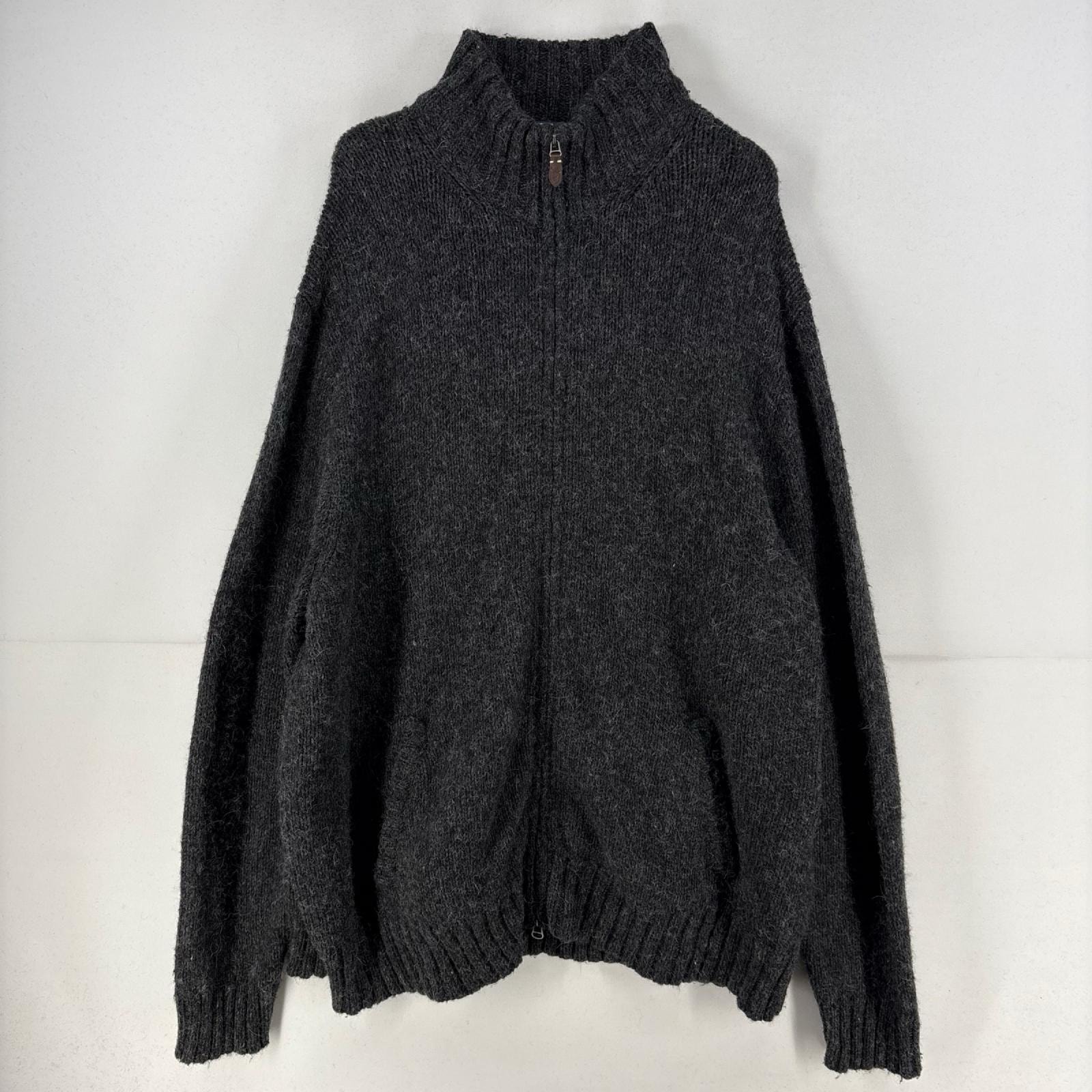 古着 ポロバイラルフローレン Polo by Ralph Lauren ニット エルボーパッチ アルパカ ウール フルジップ ジャケット  グレー メンズ