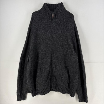 古着 ポロバイラルフローレン Polo by Ralph Lauren ニット エルボーパッチ アルパカ ウール フルジップ ジャケット グレー メンズ