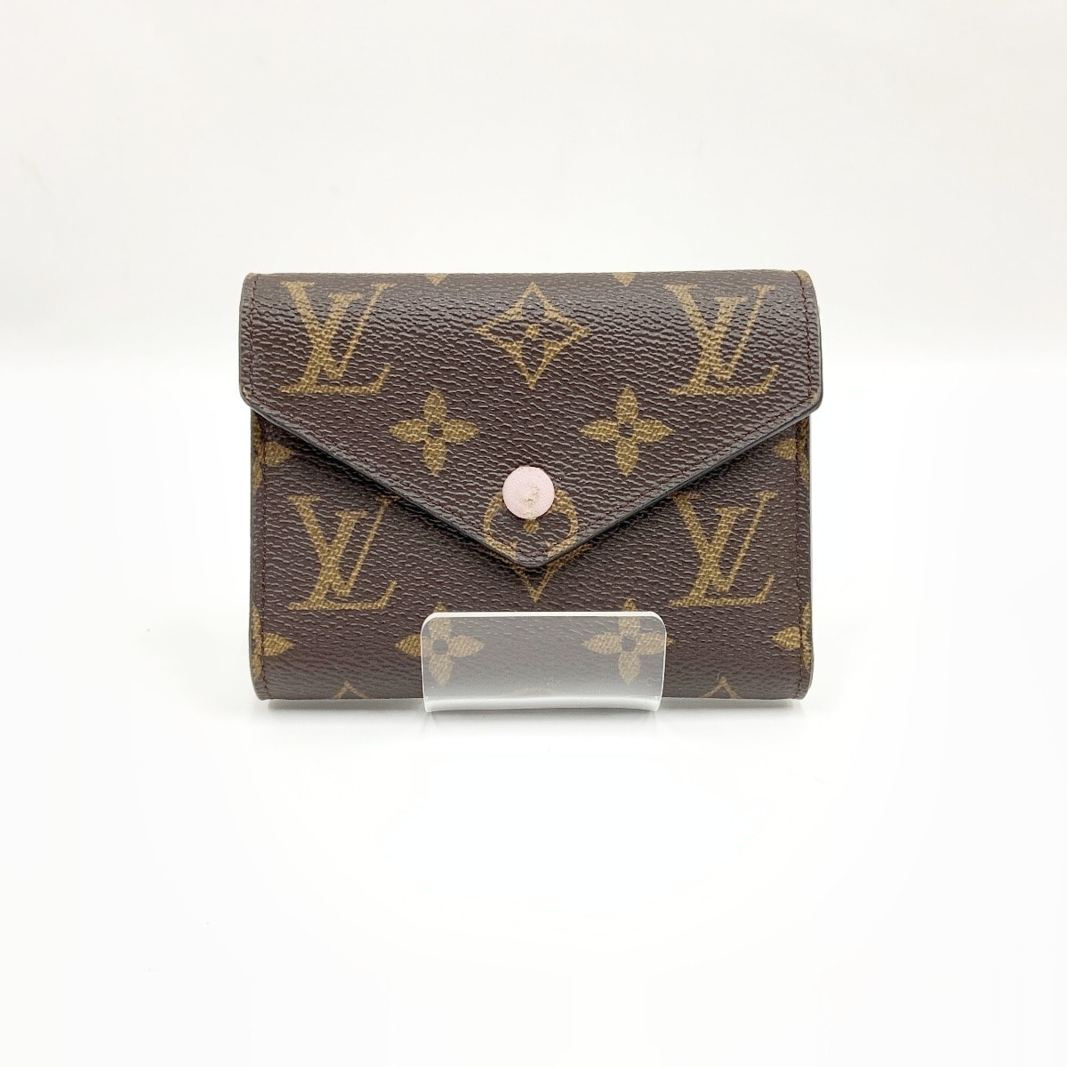 〇〇LOUIS VUITTON ルイヴィトン モノグラム ポルトフォイユ ヴィクトリーヌ 三つ折り短財布  M62360 ブラウン×ピンク イニシャル入り
