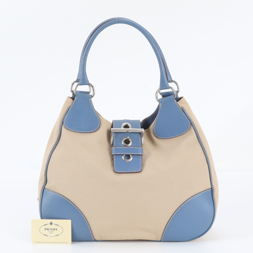 ■美品 プラダ ムーン BR0973 ショルダーバッグ レザー×キャンバス