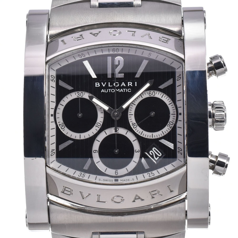 ブルガリ BVLGARI AA48SCH アショーマ クロノグラフ デイト ブラック 自動巻き メンズ 良品 腕時計 M#148442