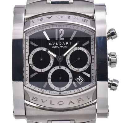 ブルガリ BVLGARI AA48SCH アショーマ クロノグラフ デイト ブラック 自動巻き メンズ 良品 腕時計 M#148442