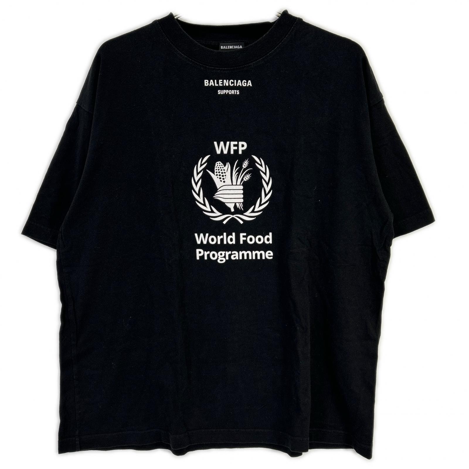 バレンシアガ 18年 541784 ブラック WFP プリント Tシャツ S