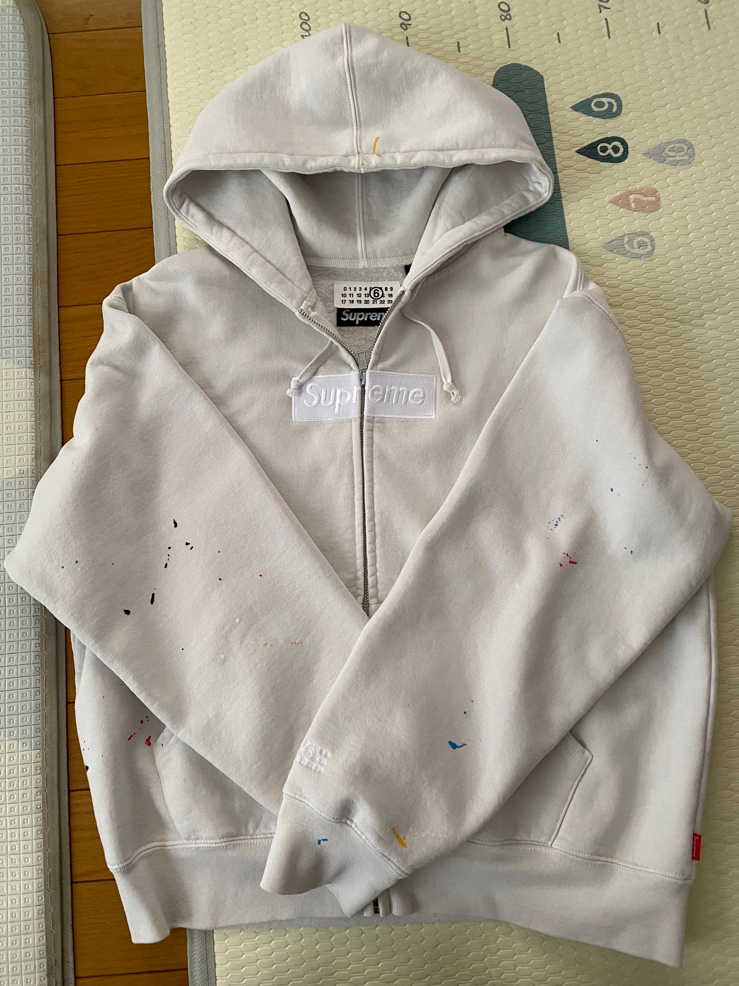 Supreme x MM6 Maison Margiela Box Logo Zip Up Hooded Sweatshirt "White"