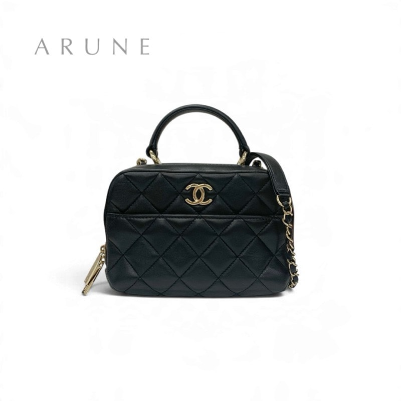 シャネル CHANEL トレンディCC バッグ ショルダーバッグ ブラック ゴールド ボーリングバッグ マトラッセ ココマーク チェーン 2WAY ハンドバッグ