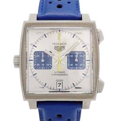 ★SALE【6wcd0301】タグホイヤー モナコ クロノグラフ レーシングブルー CAW218C シルバー文字盤【中古】腕時計 メンズ