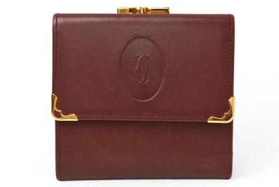 カルティエ 折財布/三つ折り ヴィンテージ Cartier マスト ドゥ カルティエ ボルドー がま口付 L3000039【中古】