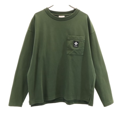 Columbia コロンビア バックプリント 長袖 ジェームス ブルック Tシャツ M カーキ アウトドア ロンT