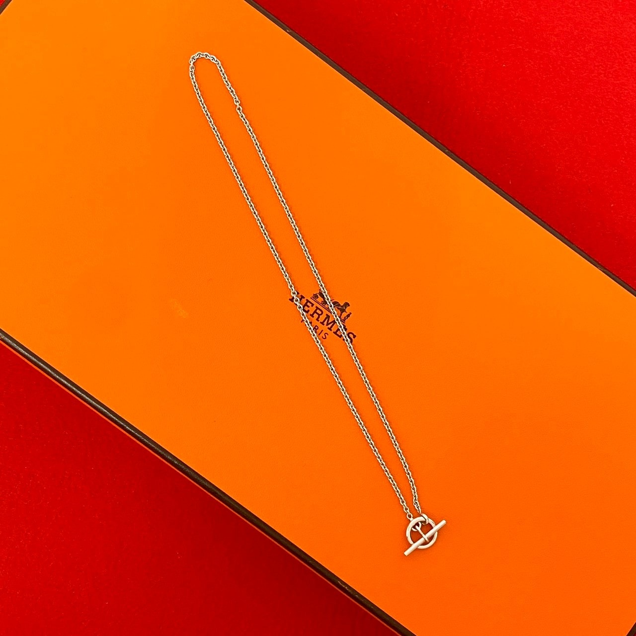 HERMES エルメス エシャペ ネックレス K18ホワイトゴールド ネックレス シルバー
 69880