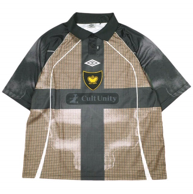 umbro x SLAM JAM アンブロ スラムジャム 25AW 別注 Cult Unity Check Polo チェックポロシャツ UBMW0401FA250 L BEIGE/BLACK 半袖 ゲームシャツ ジャージー トップス g26874