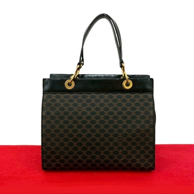 CELINE セリーヌ マカダム ブラゾン 柄 レザー PVC ハンドバッグ ブラック
31523