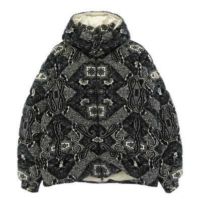 MONCLER モンクレール 23AW I20911A00022 596X4 GARTEMPE GIUBBOTTO ガルテンプ ペイズリー 総柄 ベルベット ダウン ジャケット ブラック系 6【中古】