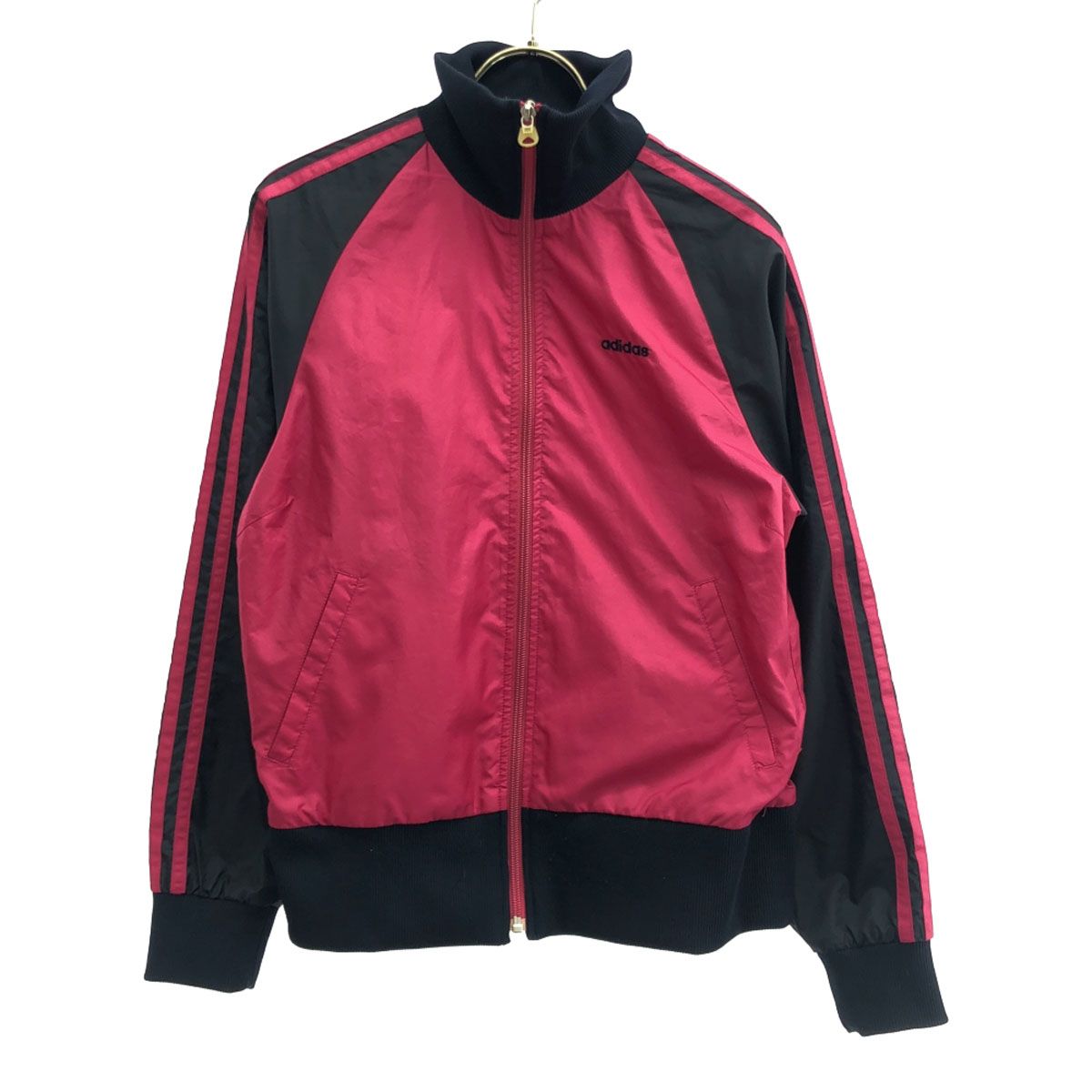 adidas アディダス ロゴ刺繍 ジップジャケット S ピンク 裏メッシュ ウィンドブレーカー