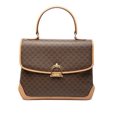 セリーヌ マカダム ハンドバッグ ブラウン PVC レザー レディース CELINE 【中古】