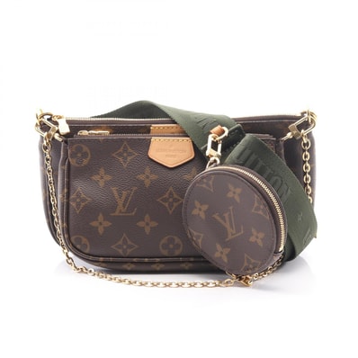 ルイ・ヴィトン LOUIS VUITTON ミュルティ ポシェットアクセソワール モノグラム カーキ ショルダーバッグ バッグ PVCコーティングキャンバス レザー レディース ブラウン系 / カーキ系 M44813 【中古】
