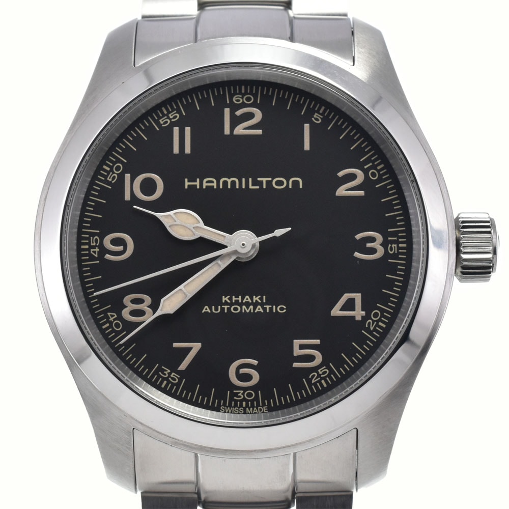 ハミルトン HAMILTON H70405130 カーキ フィールド ブラック 自動巻き メンズ 美品 箱・保証書付き 腕時計 M#148228