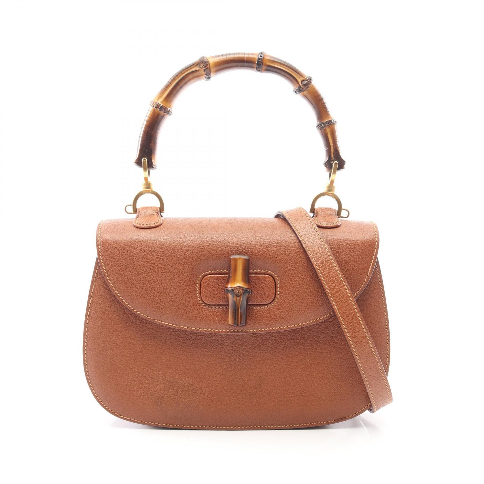 グッチ GUCCI バンブー 2WAY ハンドバッグ バッグ レザー レディース ブラウン系 000・1227・0638 【中古】
