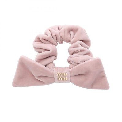 ミュウ ミュウ Miu Miu メタルロゴ リボン シュシュ 衣料品 ベロア レディース ピンク系 5IF181068F0E18 【新品】
