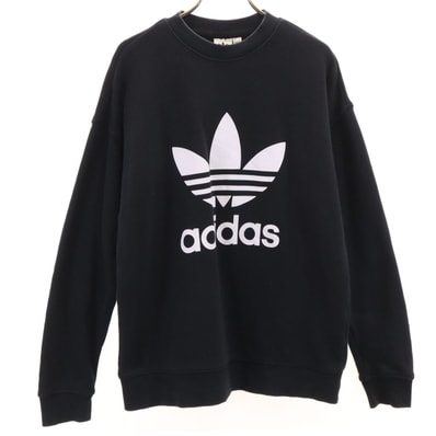 adidas Originals アディダスオリジナルス トレフォイルロゴ 長袖 スウェット トレーナー L ブラック