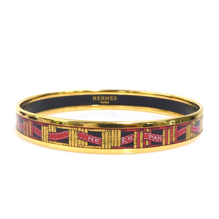 エルメス HERMES バングル ブレスレット エマイユ メタル/エナメル ゴールド/ブラック/レッド レディース【中古】 e61813a