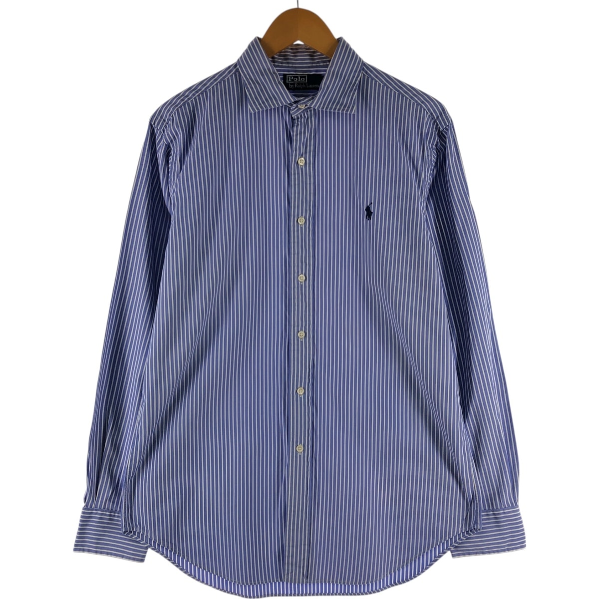 古着 ラルフローレン Ralph Lauren ワイドカラー 長袖 ストライプシャツ メンズM相当/eaa531013