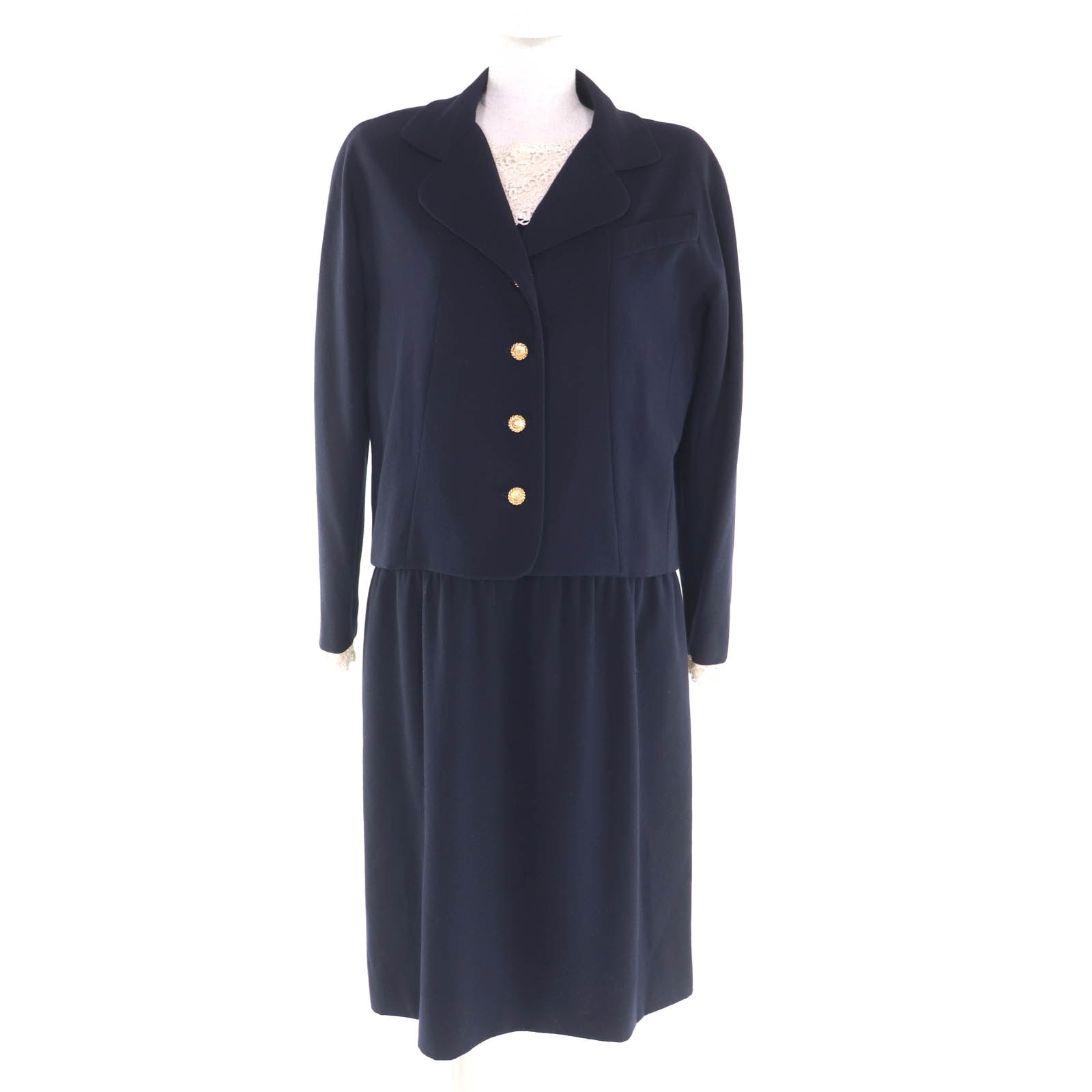 良品 シャネル スーツ ネイビー レディース 38