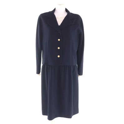 良品 シャネル スーツ ネイビー レディース 38