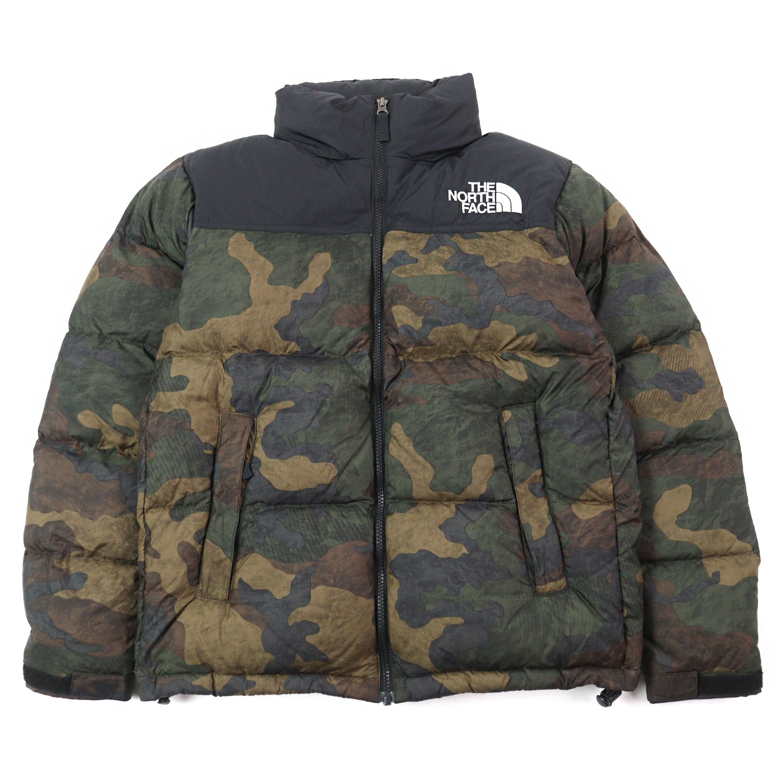 美品 ザ・ノースフェイス
 ダウンジャケット Novelty Nuptse Jacket ノベルティーヌプシジャケット マルチカラー カモフラ柄 メンズ S ND91842