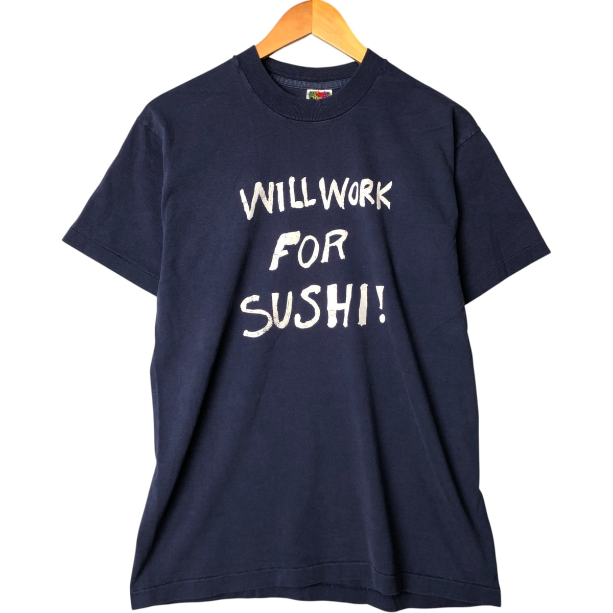 古着 90~00年代 フルーツオブザルーム FRUIT OF THE LOOM HEAVY cotton メッセージプリントTシャツ USA製 メンズL相当/eaa579381