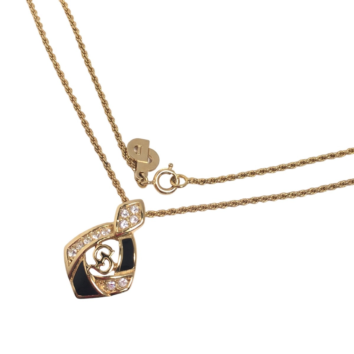 ディオール Dior ラインストーン GP CDロゴ ネックレス