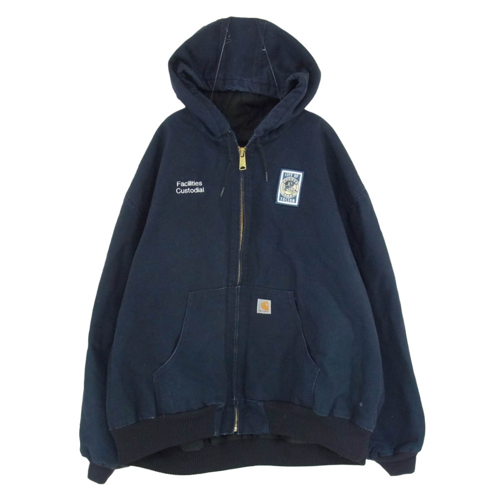 Carhartt カーハート メキシコ製 キルティングフリースライニング ダック地 アクティブ ジャケット ネイビー系 4XL【中古】
