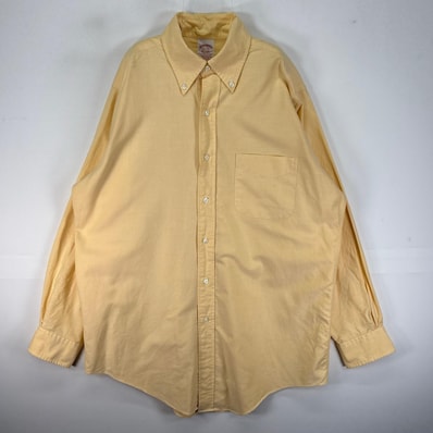 古着 90's/90年代 ヴィンテージ ブルックスブラザーズ Brooks Brothers USA製 長袖シャツ ボタンダウン M イエロー系 無地 メンズ