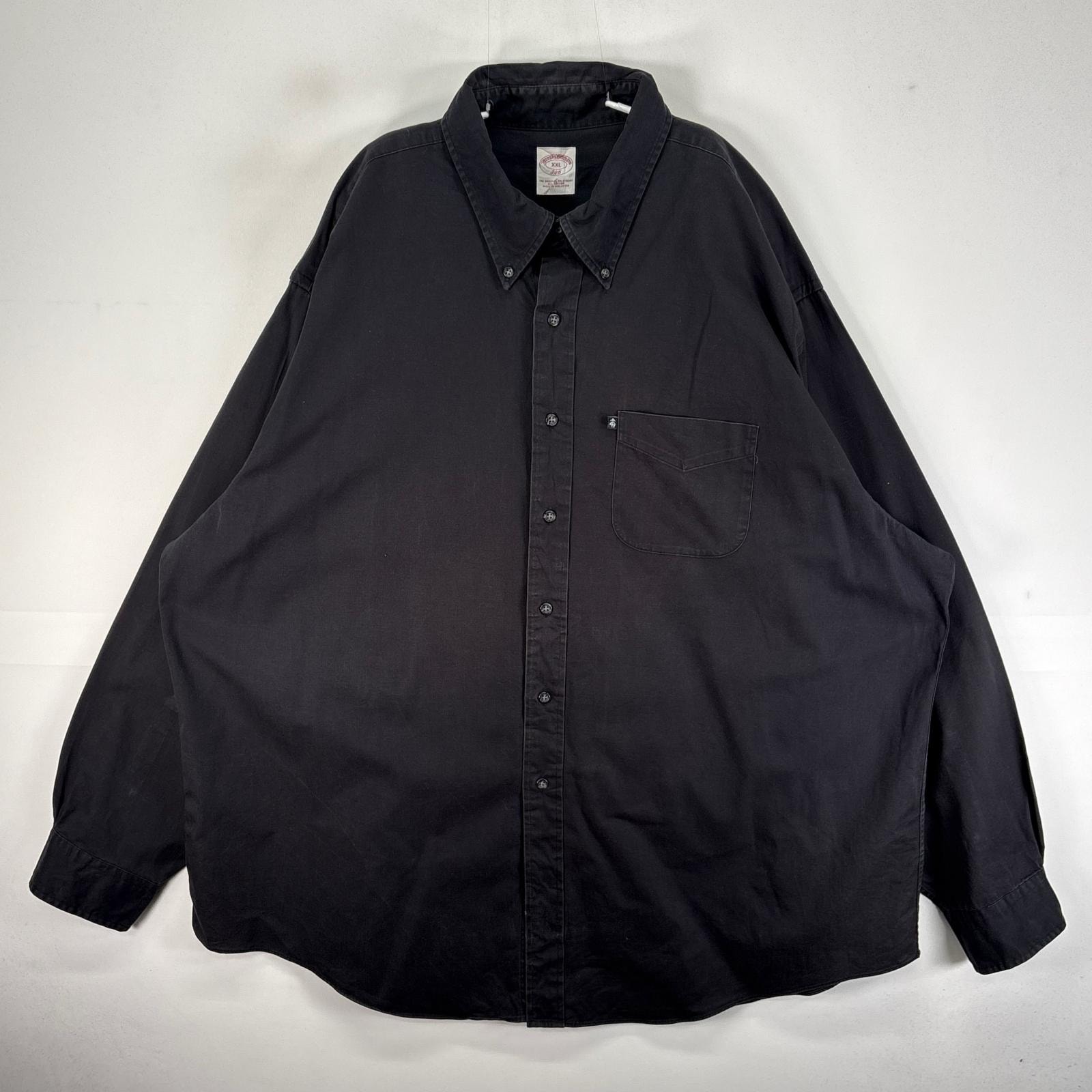 古着 ブルックスブラザーズ Brooks Brothers 長袖シャツ ボタンダウン 346 2XL ブラック系 無地 メンズ