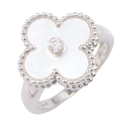 ヴァンクリーフ&アーペル Van Cleef & Arpels ヴィンテージアルハンブラ マザーオブパール 1PD リング リング・指輪 ジュエリー K18WG(ホワイトゴールド) ダイヤモンド マザーオブパール レディース シルバー系