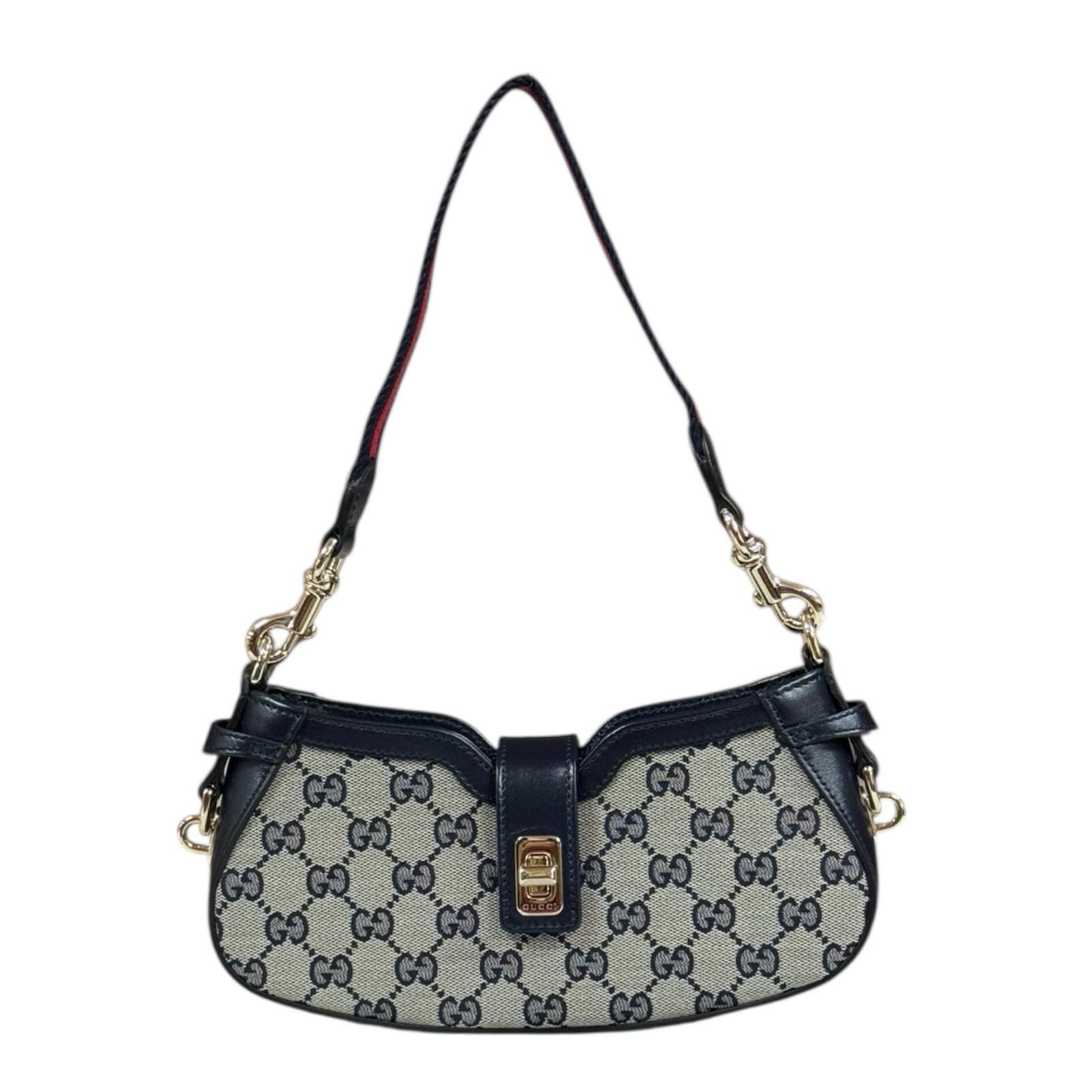 グッチ ムーンサイドミニショルダー GGキャンバス  ショルダーバッグ GGキャンバス 786015 ネイビー レディース GUCCI  中古