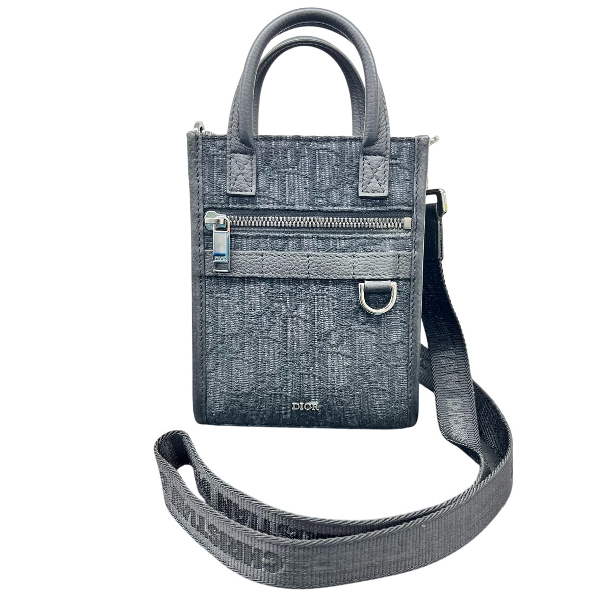Dior Safari North-South Mini Tote Bag Dior Oblique Jacquard and Grained Calfskin "Black"