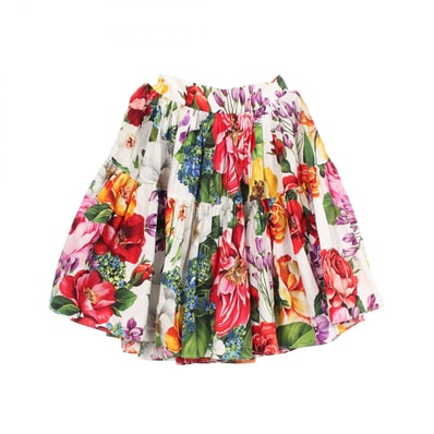 ドルチェアンドガッバーナ DOLCE & GABBANA 花柄 スカート 衣料品 ボトムス コットン レディース ホワイト系 / マルチカラー F4BIXT HS5F9 【中古】
