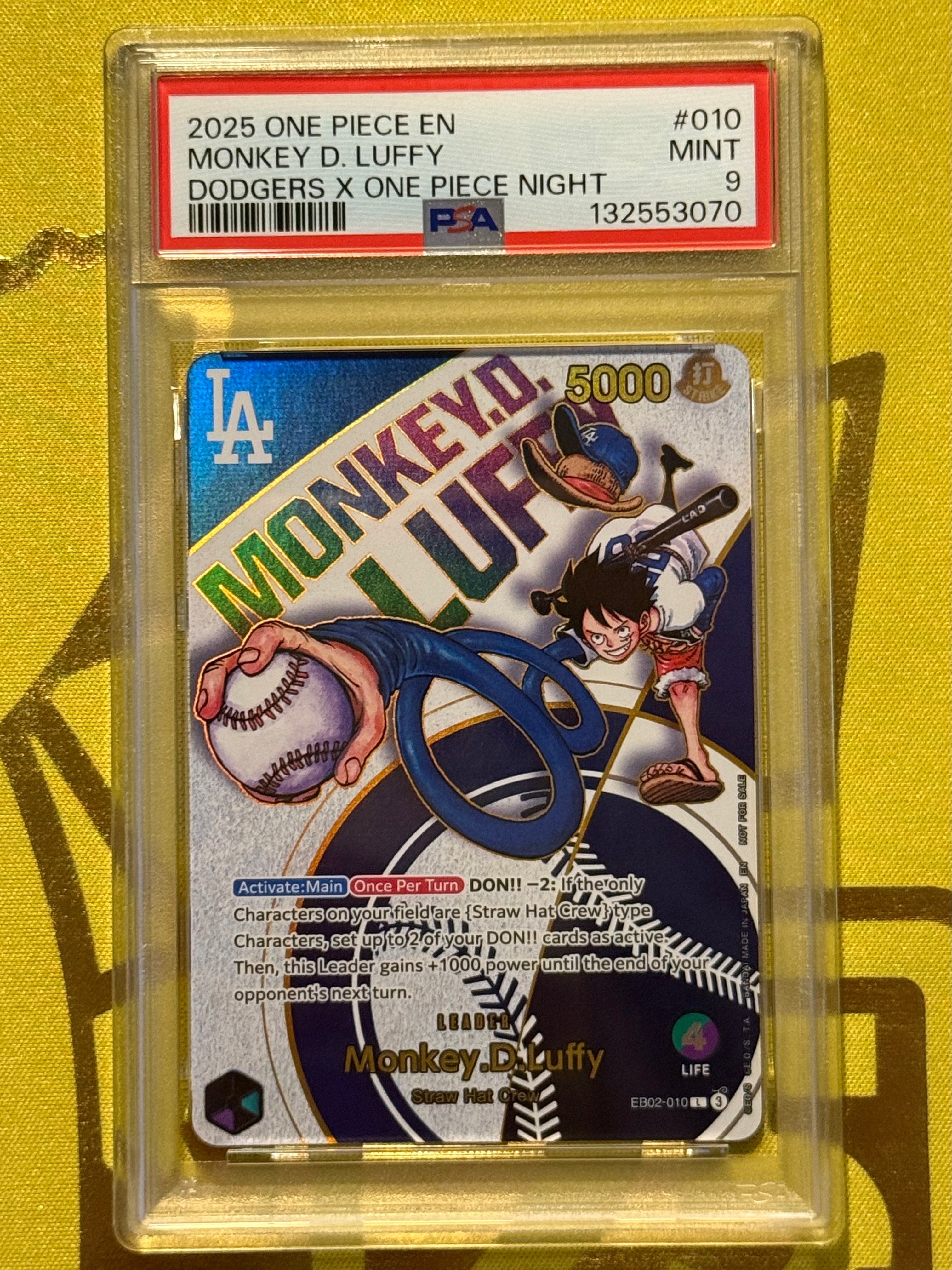 モンキー・D・ルフィ L [EB02-010]【英語版】(プロモーションカード「ワンピースカードゲーム x ロサンゼルスドジャース」)