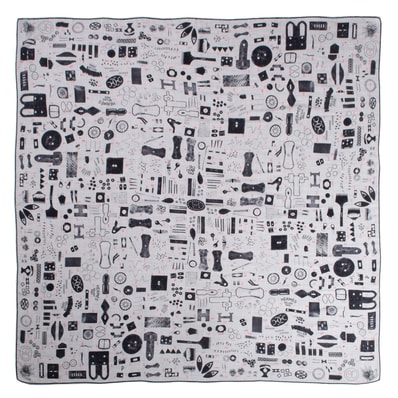 HERMES エルメス スカーフ カレ140 カレジェアン Tamponnable Remix 553400T 04 カシシル ストール ショール カシミヤ シルク グレー ブラック【中古】