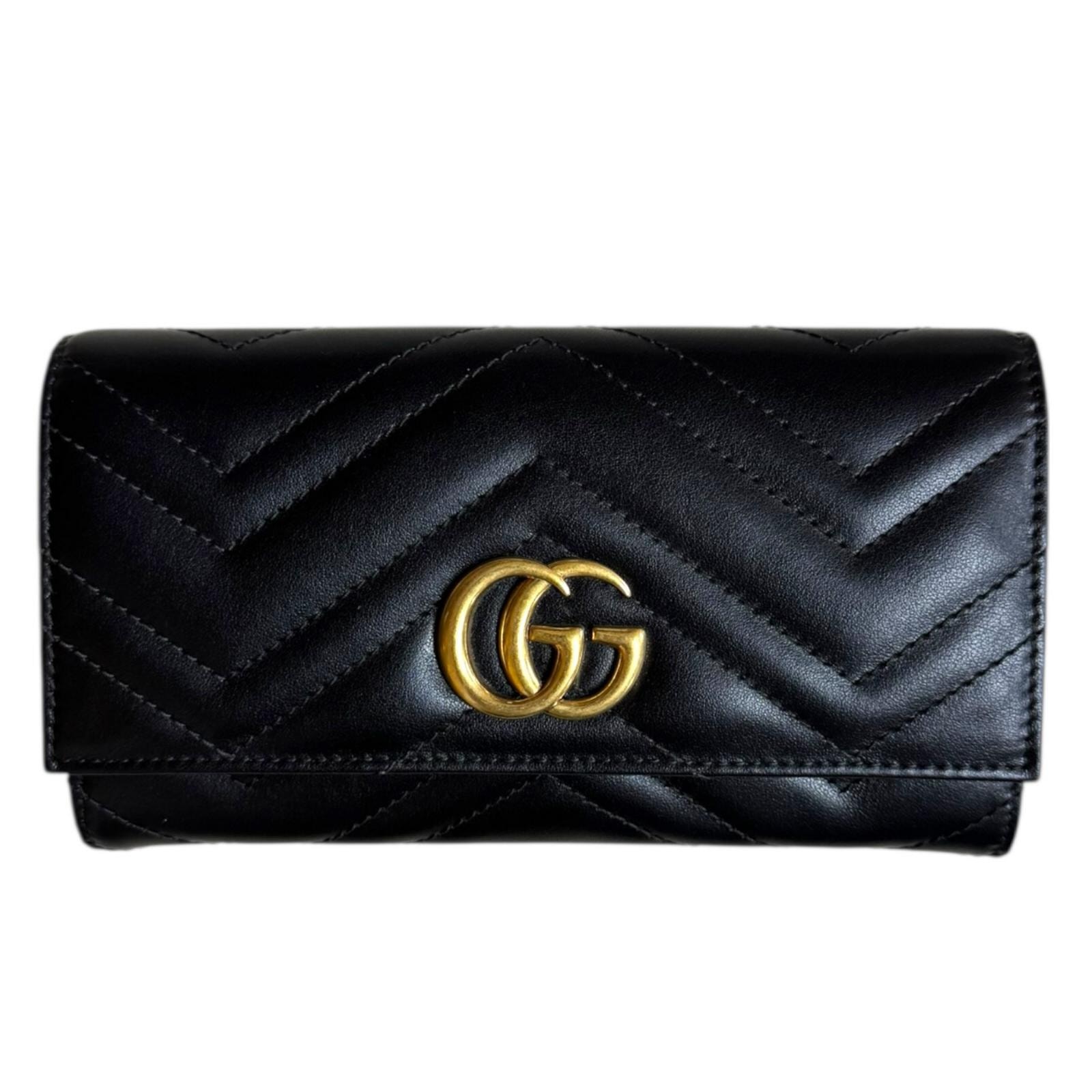 グッチ コンチネンタルウォレット GGマーモント 長財布 レザー 443436 レディース GUCCI  中古