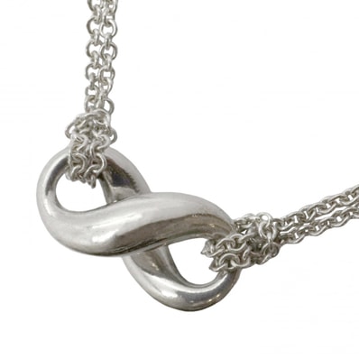 【6jcb0674】ティファニー ネックレス インフィニティ ダブルチェーン シルバー925【中古】レディース