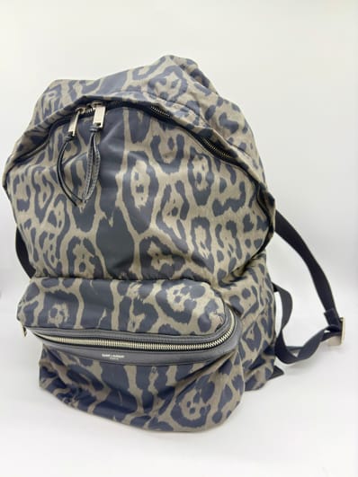 SAINT LAURENT バックパック 豹柄 カーキ/ブラック